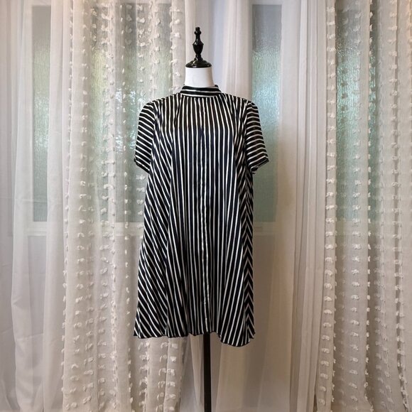 ASOS Striped Short-Sleeve Satin Dress - Picture 1 of 10